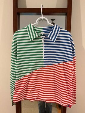 Anthropologie x Kule primary color Beck pullover jersey top sz XL